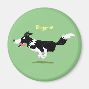 Íman Engraçado Cão da Borda Collie executando desenho a