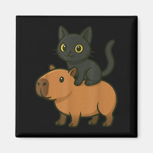 Íman Engraçado Capybara Black Cat Amante de os animais