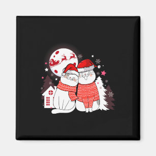 Íman Engraçado Casal de gato Papai Noel de Natal Pet Ow