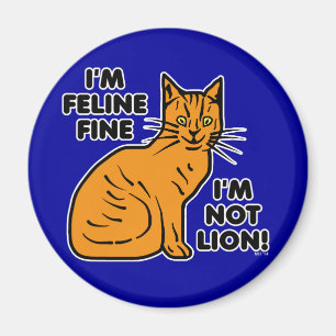 Íman Engraçado Cat Pun Orange Feline Gatinho