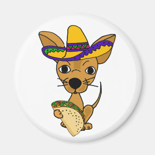 Íman Engraçado Chihuahua comendo Taco Cartoon