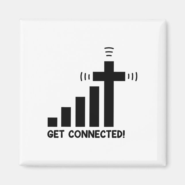 Íman Engraçado Conecte-se Jesus Cristo Fé Cristã Eu (Frente)