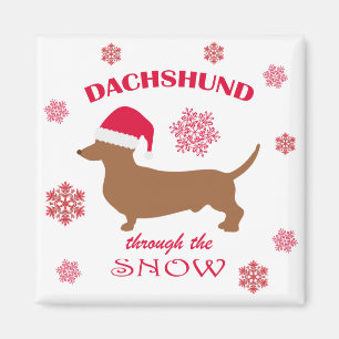 Íman Engraçado Dachshund Através do Cão de Natal da