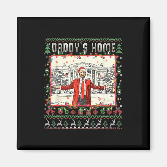 Íman Engraçado Daddys Home Trump Feio Sweater De Natal  (Frente)