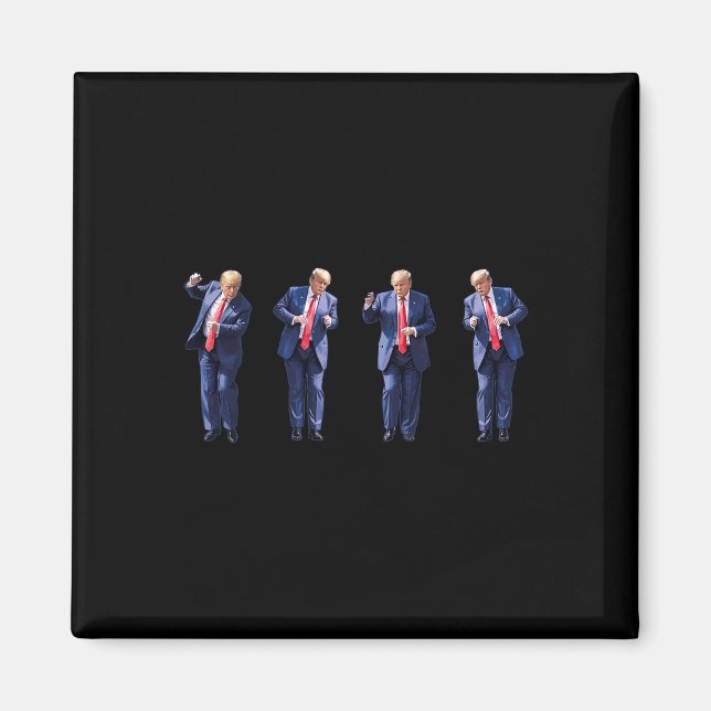 Íman Engraçado Dança De Trump Como Um Feliz Votando Tru (Frente)