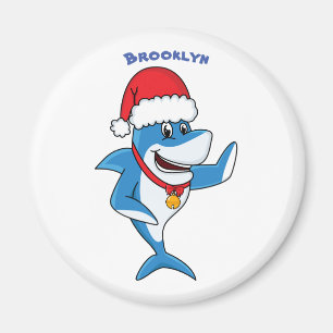 Íman Engraçado desenho animado de tubarão de Natal