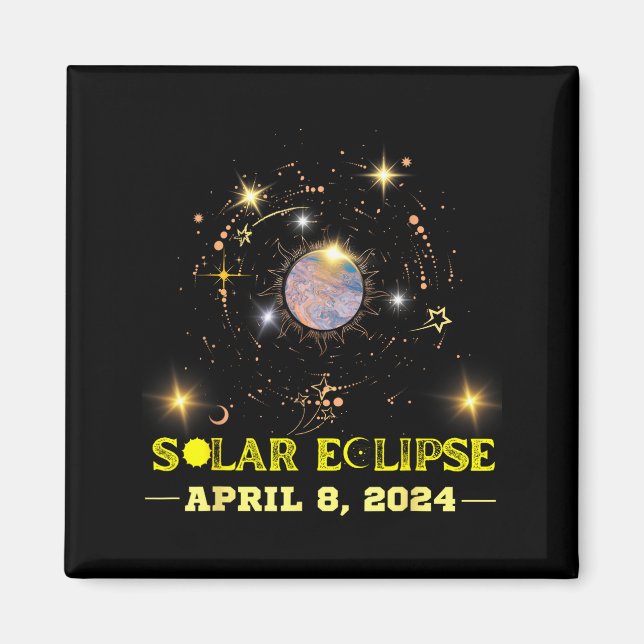 Íman Engraçado Do Eclipse Solar Caminho 8 De Abril (Frente)