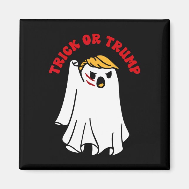 Íman Engraçado Donald Trump Ghost Combatendo Truque Ou  (Frente)