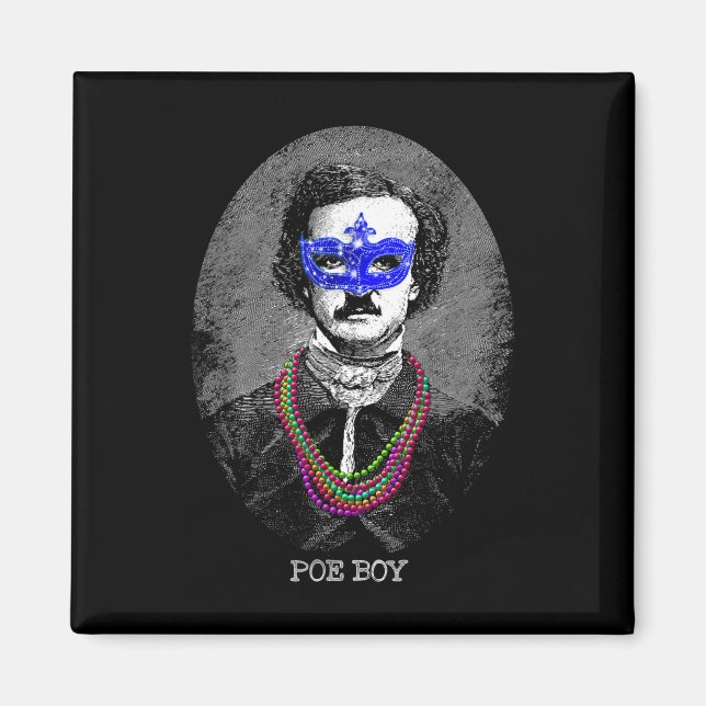 Íman Engraçado Edgar Allan Poe Mardi Gras Mashup (Frente)