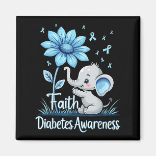 Íman Engraçado Elefante Sunflower Ribbon Diabetes Awa