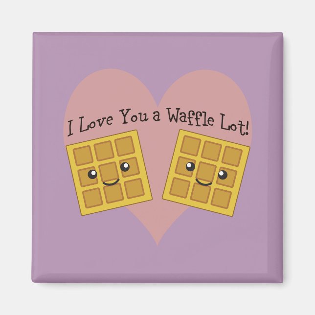 Íman Engraçado Eu Te Amo Um Waffle Lot Bonito Kawaii Wa (Frente)