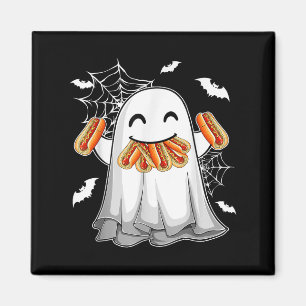 Íman Engraçado Fantasma Comendo Hotdog Feliz Figurino d