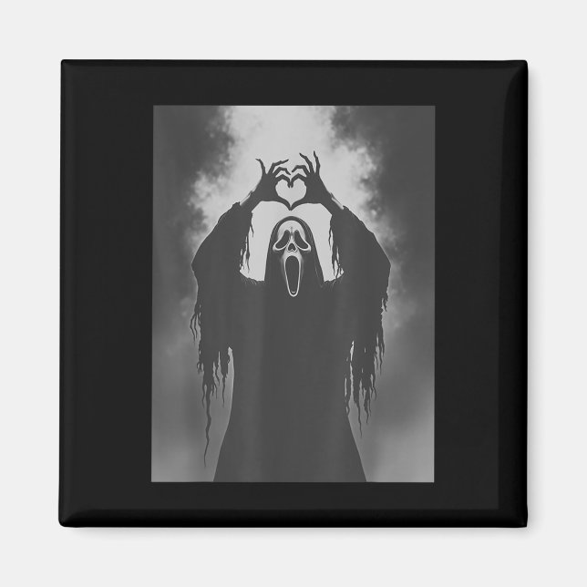 Íman Engraçado Fantasma Mão Coração Sinal Spooky Figuru (Frente)