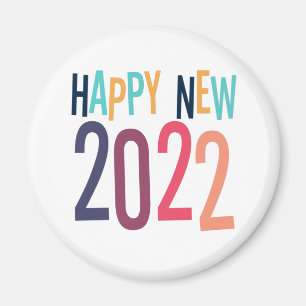 Íman Engraçado Feliz ano novo 2022 com texto colorido