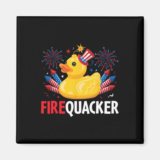 Íman Engraçado Firecracker Duck 4 De Julho (Frente)
