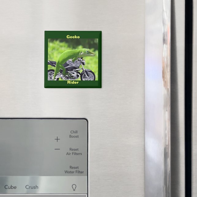 Íman Engraçado Gecko Rider Magnet Verde Havaiano (In Situ (Fridge))