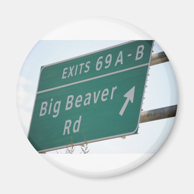 Íman Engraçado HIghway Sinal Big Beaver Road Sair 69 (Frente)