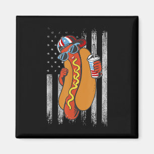 Íman Engraçado Hotdog 4 de julho American Flag Hotdog 4