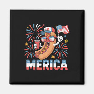 Íman Engraçado Hotdog Patriótico Merica Estilo 4 De Jul