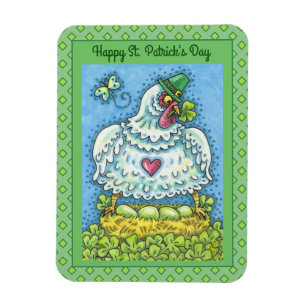 ÍMAN  ENGRAÇADO IRLANDÊS HEN, OVOS VERDES E SHAMROCKS 
