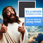 Íman Engraçado Jesus Milagre, máquina de lavar louça su<br><div class="desc">É um milagre. Estes pratos estão limpos. Jesus Cristo,  estes pratos estão sujos. Magnet para colocar na frente da máquina de lavar louça para ajudar a lembrar se os pratos estão limpos ou sujos.</div>