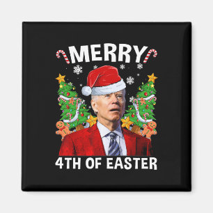 Íman Engraçado Joe Biden Natal Santa Hat Feliz 4th Of E