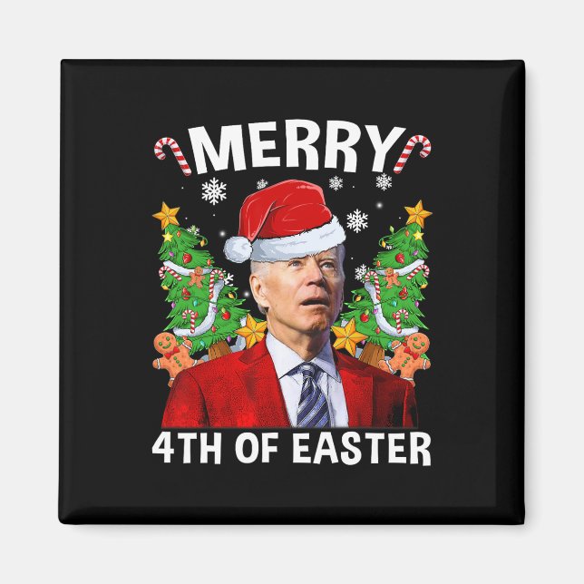 Íman Engraçado Joe Biden Natal Santa Hat Feliz 4th Of E (Frente)