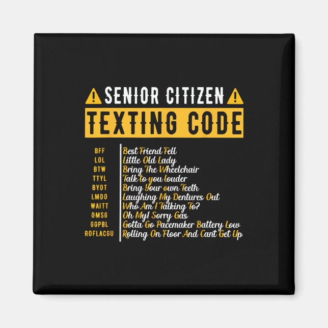 Íman Engraçado Mais velho Cidadão &# do Código de Text (Frente)