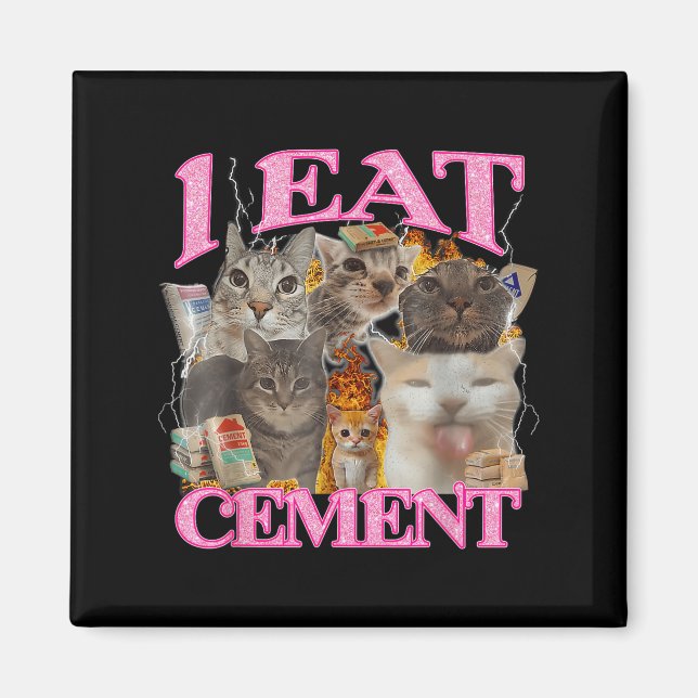 Íman Engraçado Memória De Gato Eu Comi Cimento, Cimento (Frente)