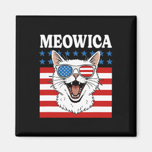 Íman Engraçado Meowica Gato 4 de julho Dia da Independê