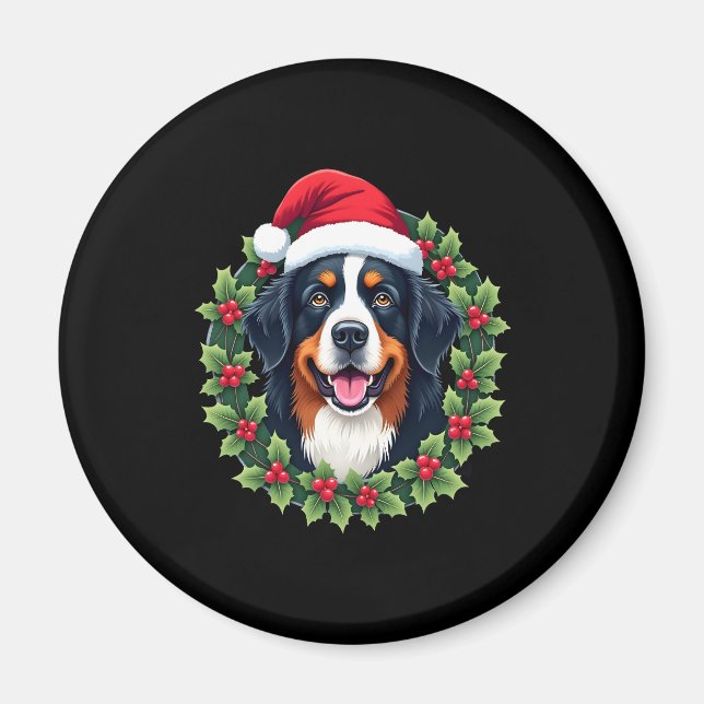Íman Engraçado Natal Bernese Mountain Dog Topo (Frente)
