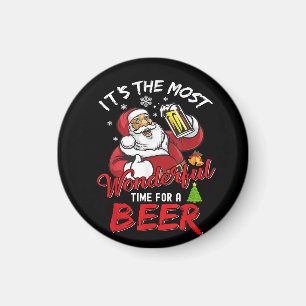 Íman Engraçado Natal Santa Claus Bebendo Beer Wonderfu