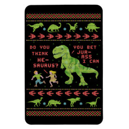 Íman Engraçado Natal T Rex Dinossaur Humor Faux Knit
