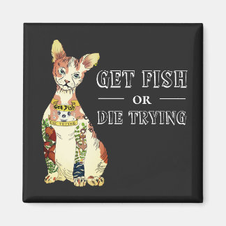 Íman Engraçado Negro Engraçado Sphynx Cat Tatuagem Feli