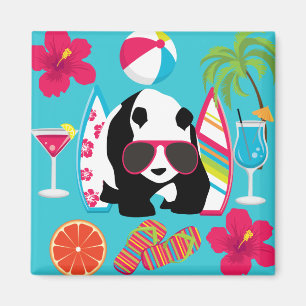Íman Engraçado Panda Bear Beach Bum Óculos de sol Legal