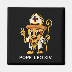 Íman Engraçado papa americano Leo Xiv Pizza Slice Carto