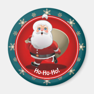 Íman Engraçado Papai Noel Com Cheio De Presentes