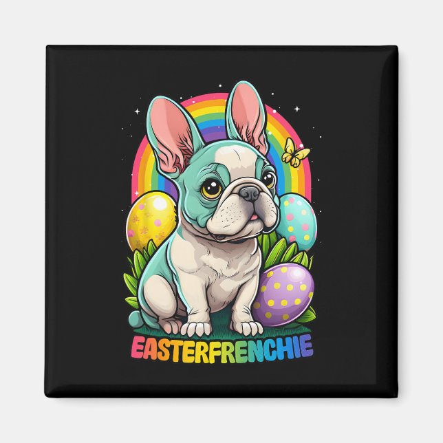 Íman Engraçado Páscoa Bulldog Francês Easterfrenchie Fo (Frente)