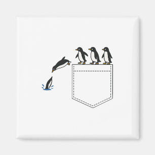 Íman Engraçado Penguin Pocket Cute Merging Penguin Tee