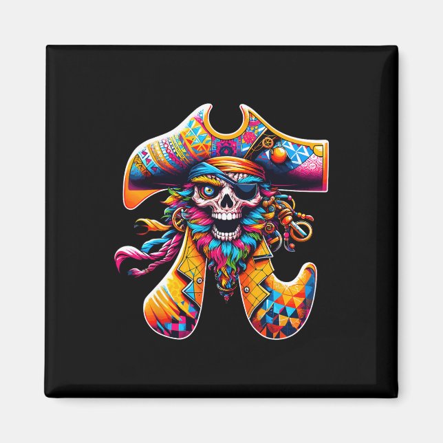 Íman Engraçado Pi Day Pirate Símbolo Math Colorir Matem (Frente)