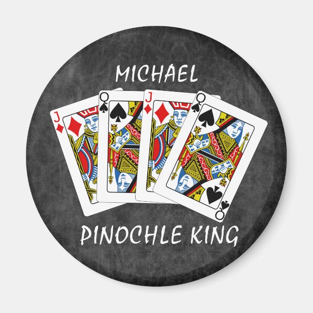 Íman Engraçado Pinochle King em preto (Frente)