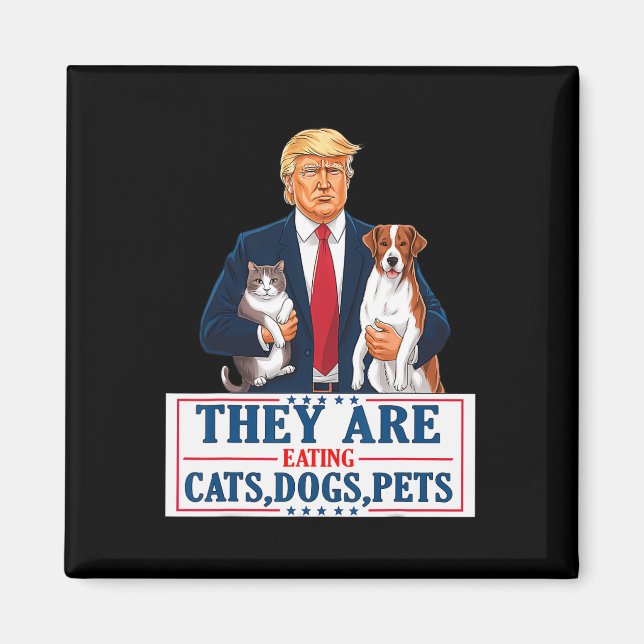 Íman Engraçado que eles estão comendo os cães os gatos  (Frente)