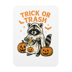 Íman Engraçado Raccoon Trick ou Trash Halloween