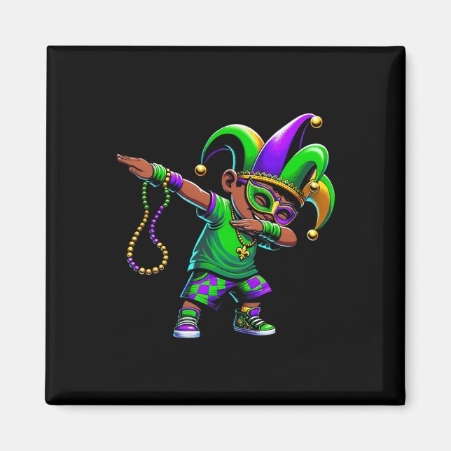 Íman Engraçado Rapaz Dabbing Mardi Gras Carnaval Parade (Frente)