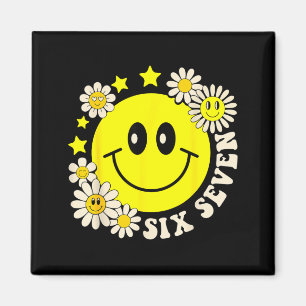 Íman Engraçado retrô groovy seis sete sorriso face marg