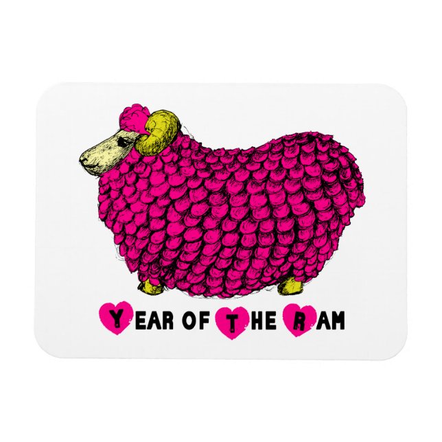 Íman Engraçado Rosa Rosa Chinês Ano Zodiodíaco Magnet (Horizontal)