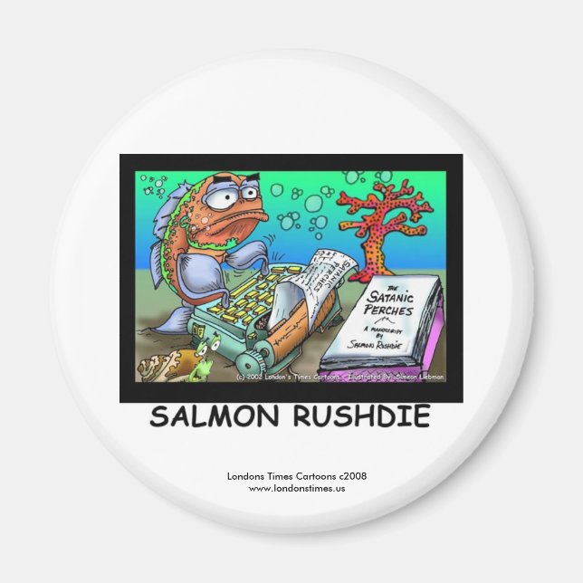 Íman Engraçado Salman Rushdie Fish Magnet (Frente)