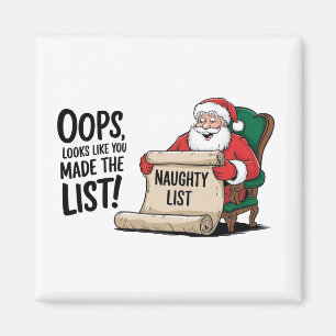 Íman Engraçado Santa Claus Naughty List Design de Natal
