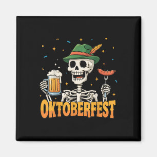 Íman Engraçado Skeleton Bebendo Alemão Beers Mulheres