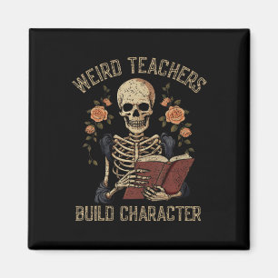 Íman Engraçado Skeleton Book Floral Skull Halloween Pro